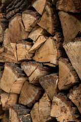 stack of firewood. Firewood. Stacked firewood. A stack of firewood. Wood. Brown. Yellow. Beige. Background. Wallpaper. Wood background. Wooden background. Pilets. Chips. Felled trees. Tree. 