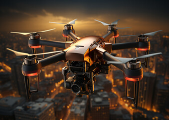 Fototapeta na wymiar Drone Delivery in Urban Setting