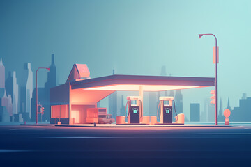 Obraz premium Gas station in the city