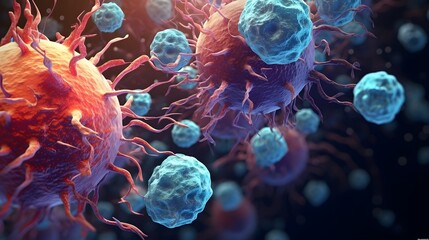 t cells or cancer cells. lymphocytes 3d. generative ai