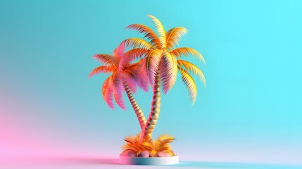 Fototapeta na wymiar palm tree. coconut tree 3d on light pastel clean background. generative ai