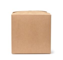 Front view of blank brown paper gift box