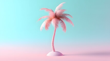pink palm tree. coconut tree 3d on light pastel clean background. generative ai