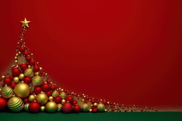 Fototapeta na wymiar Red background with christmas decoration, christmas holiday. Generative AI