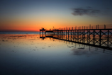 Fototapeta na wymiar Beautiful coastline of the Red Sea in Marsa Alam at sunrise, Egypt