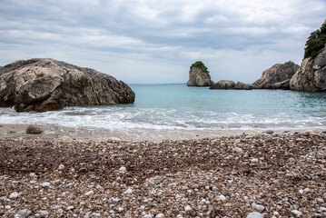 Beautiful seascape of Mediterranean Sea in Greece Parga area.