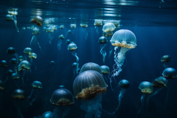 Obraz na płótnie Canvas Colorful jellyfish underwater