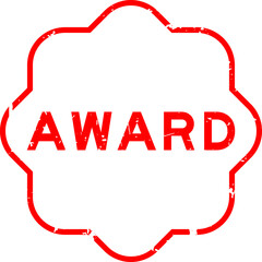 Grunge red award word rubber seal stamp on white background