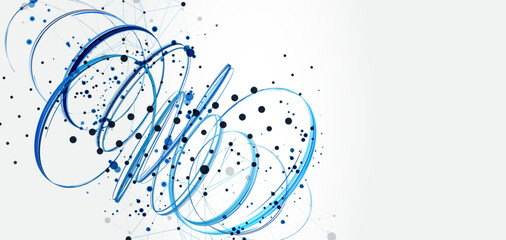 Template for science and technology presentation. Plexus style background.