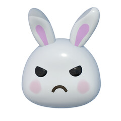 3D rabbit angry face