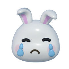 3D rabbit sad face