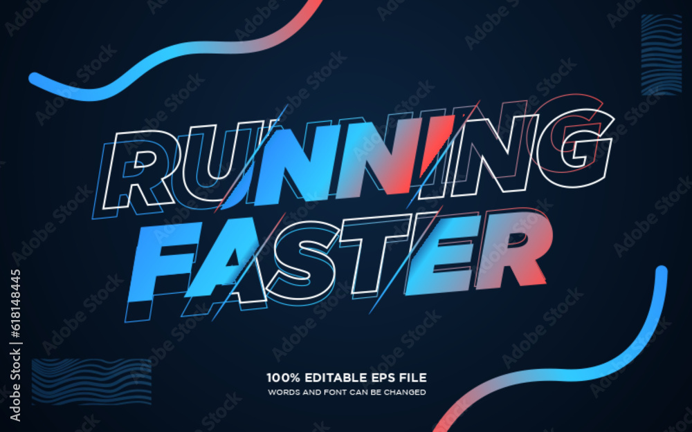 Poster running faster editable text style effect