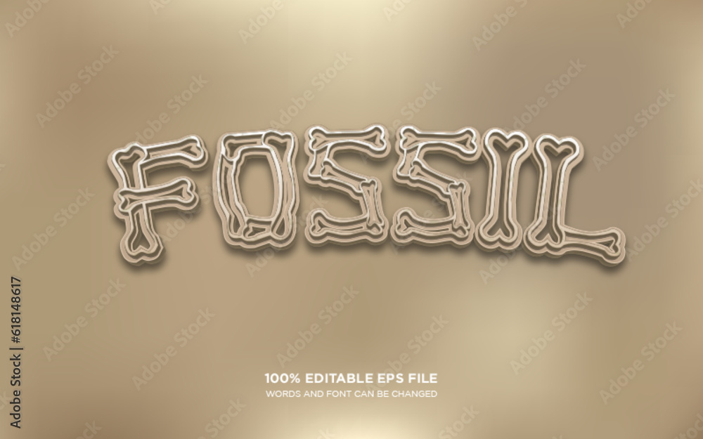 Poster fossil bones 3d editable text style effect