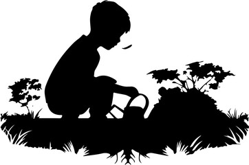 Planting tree illustration silhouette
