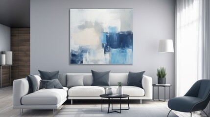 modern bright interiors apartment Living room mockup illustration. Generative AI.
