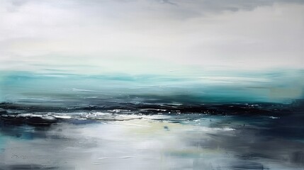 Fototapeta premium Abstract watercolor painting of sea and sky background. Generative AI.