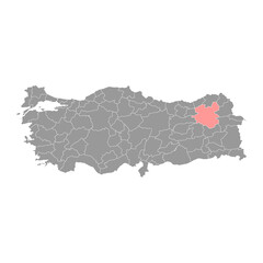 Erzurum province map, administrative divisions of Turkey. Vector illustration.