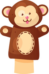 Hand puppet bear for kids performance childish theater funny actor vector flat illustration