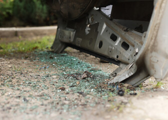 Car repair after an accident is not subject to. The car is rusting in a junkyard. Scrap metal that is disposed of. Lots of broken glass around the car. Destroyed transport