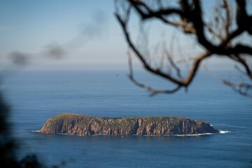 looking down on a beautiful island off the coast of nsw australia