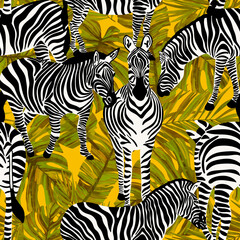Zebra seamless pattern.Savannah Animal ornament. Wild animal texture. Striped black and white. Perfect for wallpapers, web page backgrounds, surface textures, textile.