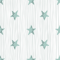 Cute stars seamless pattern in doodle style. Constellation wallpaper