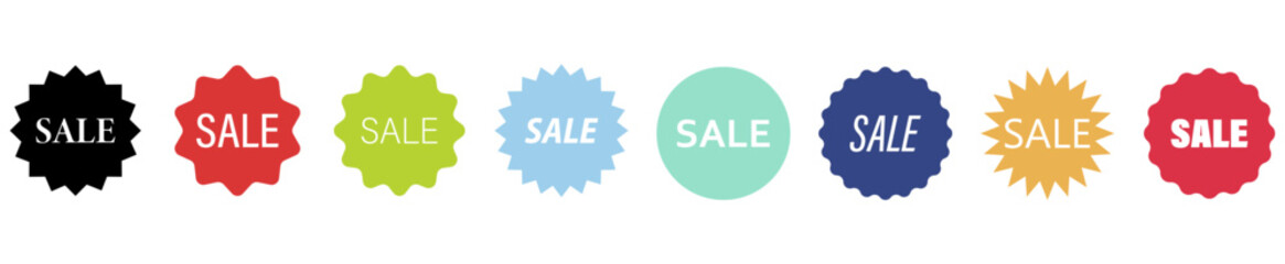 Set of Sale Badges. Colorful labels and stickers. Sale sticker. Vector illustration