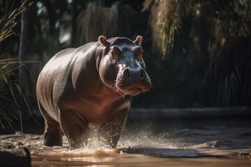 Hippopotamus in natural habitat