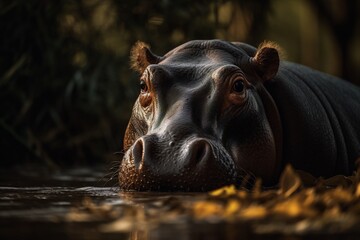 Fototapeta premium Hippopotamus in natural habitat