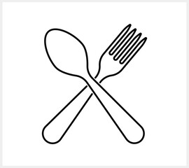 Sketch fork spoon icon isolated Food clipart Vector stock illustration EPS 10