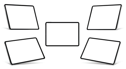 Realistic tablet mockup blank screen. tablet vector isolated on white background. tablet different angles views. Vector illustration	
