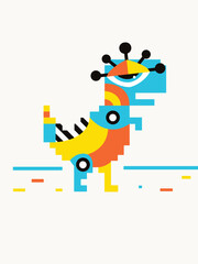 Dinosaur Cubism Design Illustration