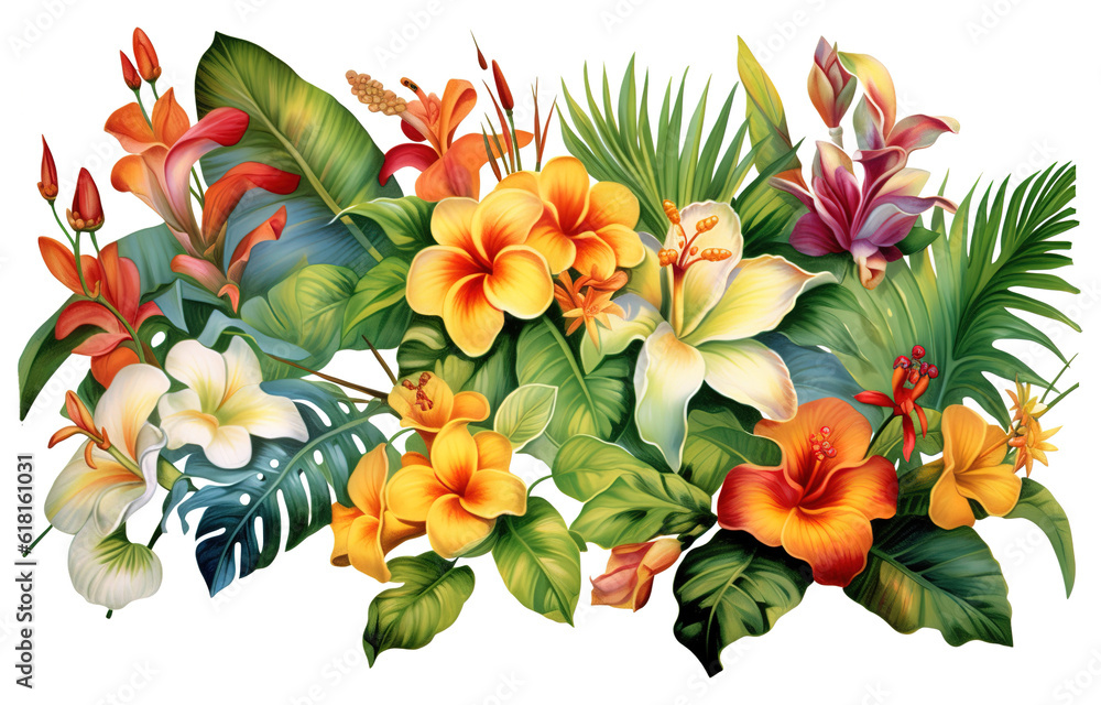 Wall mural tropical flowers isolated on white background. generated by ai. - Wall murals