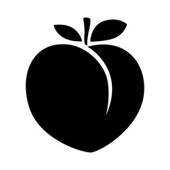 Peach fruit or nectarine with leaf flat vector icon for food apps and websites