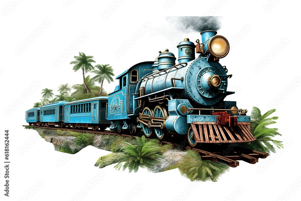 Poster train track isolated on white background. generated by ai.