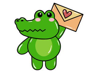 Crocodile Animal Drawing for Valentines Day