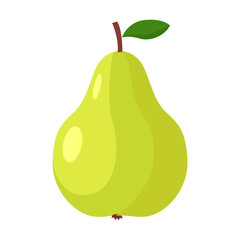 cartoon green pear fruit isolated on white background Vector illustration
