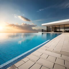 swimming pool at sunset