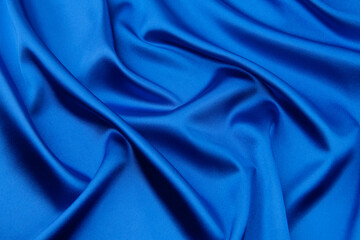 Blue satin or silk fabric as background