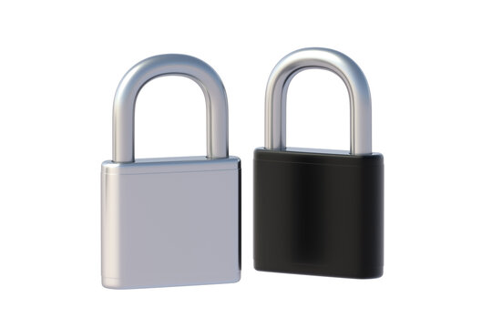 Two padlock isolated on white background. 3d render