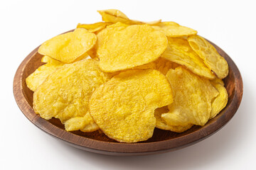Sweet potato chips on a white background