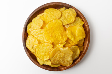 Sweet potato chips on a white background