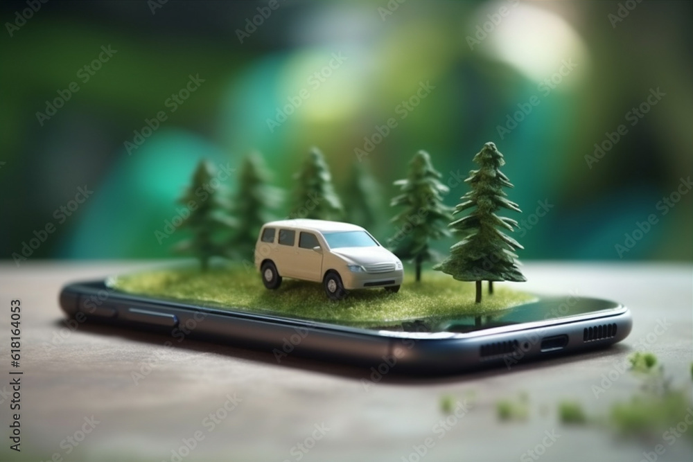 Poster gps position navigation map location mobile direction travel point phone. generative ai.