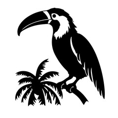 Vector illustration of a black silhouette toucan