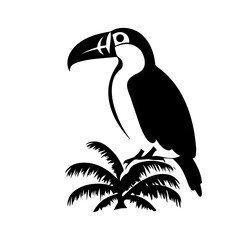 Vector illustration of a black silhouette toucan
