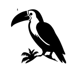 Vector illustration of a black silhouette toucan