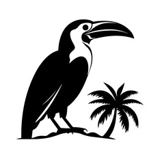Vector illustration of a black silhouette toucan
