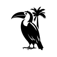 Vector illustration of a black silhouette toucan