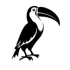 Vector illustration of a black silhouette toucan