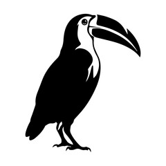 Vector illustration of a black silhouette toucan